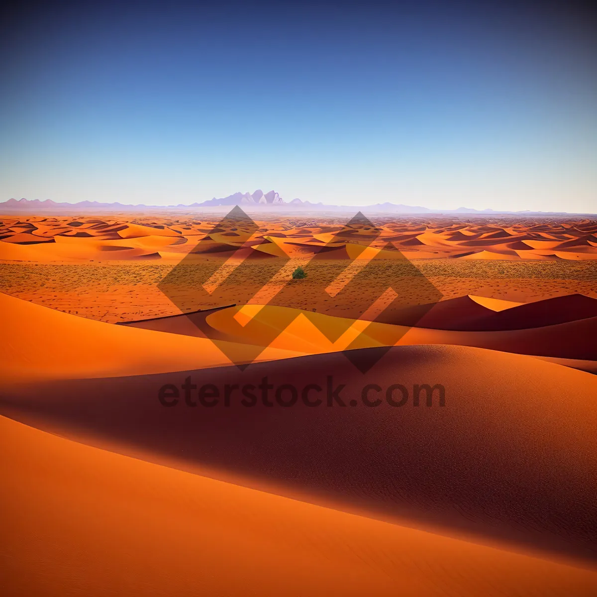 Picture of Sunset Over Moroccan Dunes: Majestic Orange Sky and Sand