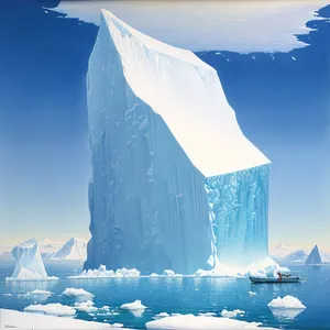Frozen Arctic Glacier in the Snowy Landscape.