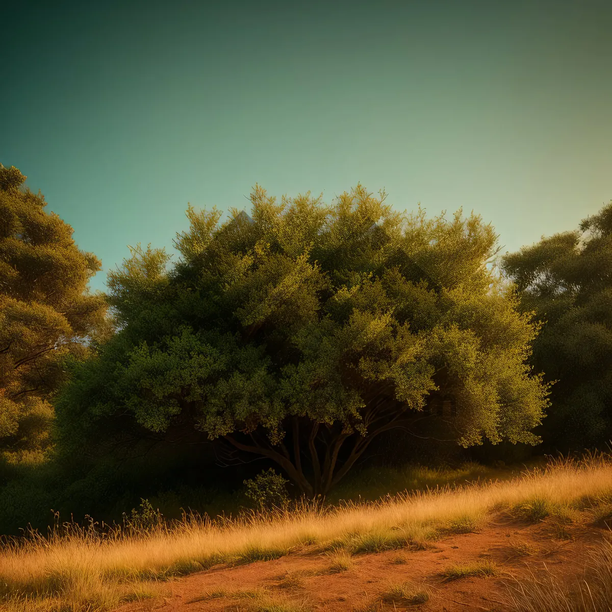 Picture of Golden Fall Tapestry in Rustic Countryside