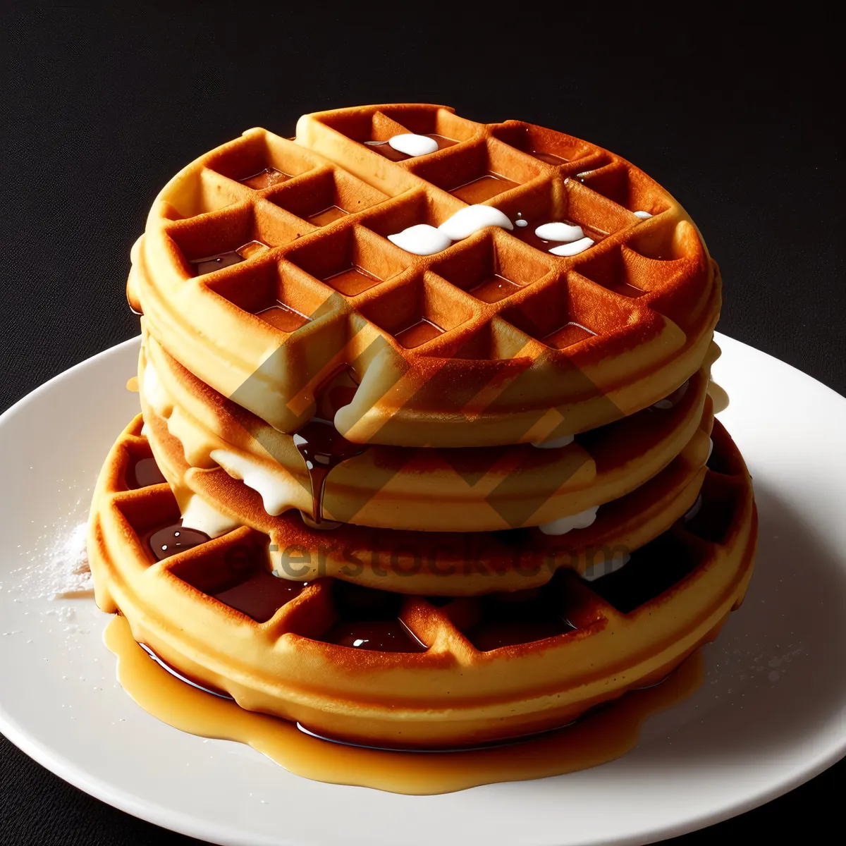 Picture of Gourmet breakfast cake with chocolate syrup