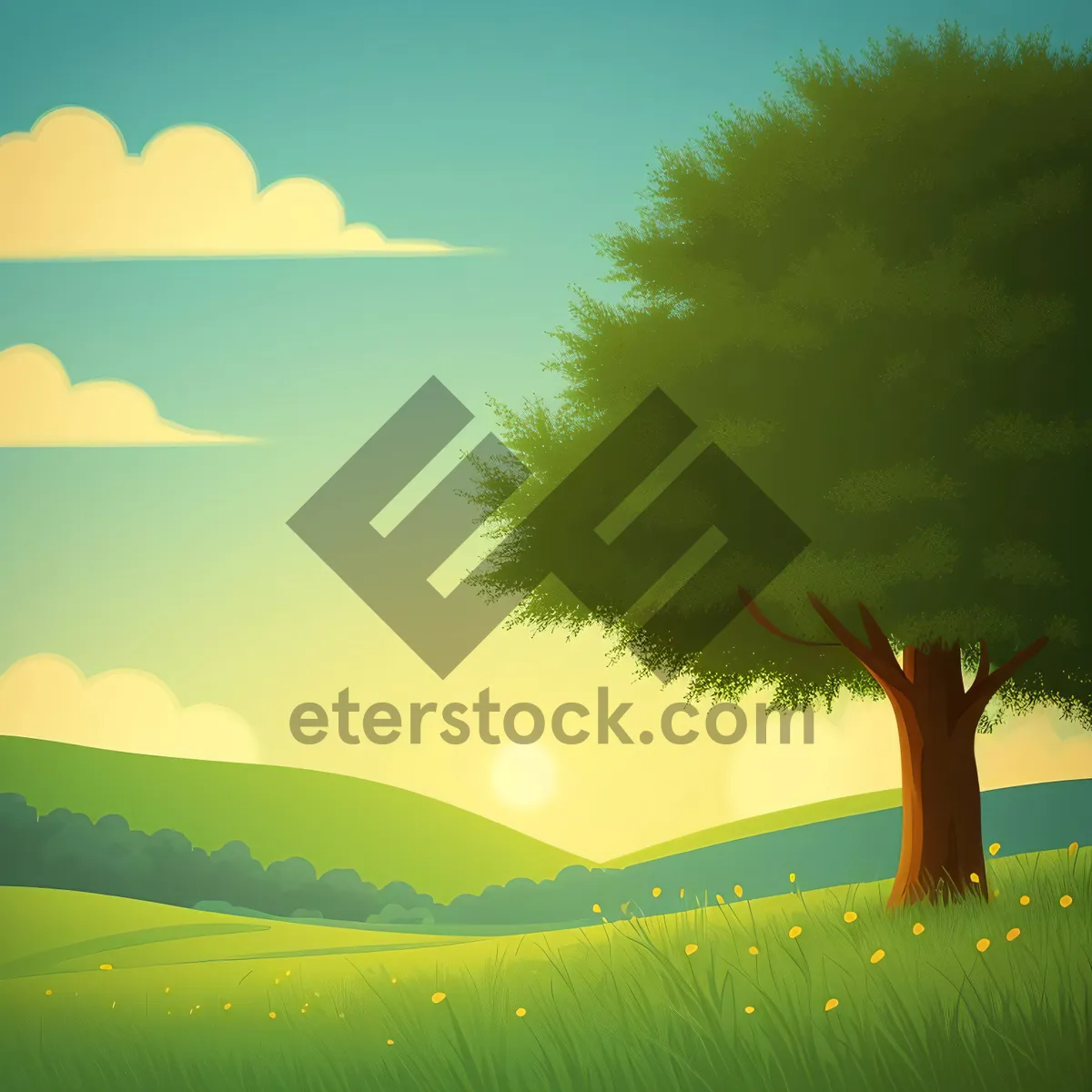 Picture of A Serene Summer Meadow Under Sunny Skies