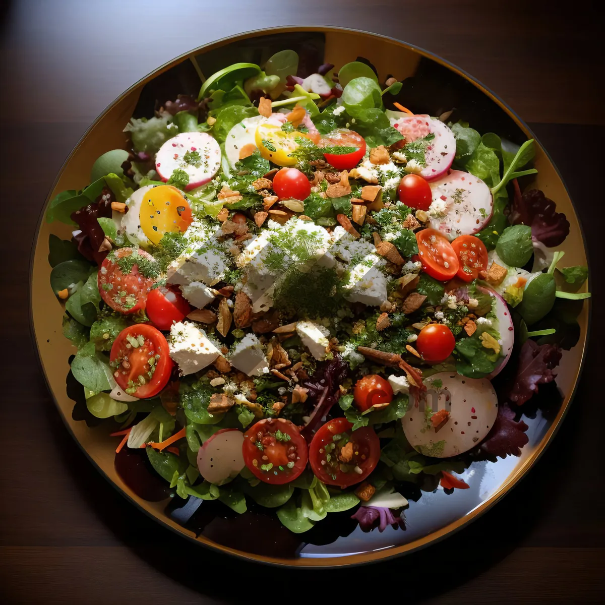 Picture of Healthy Gourmet Vegetable Salad with Cheese and Olives