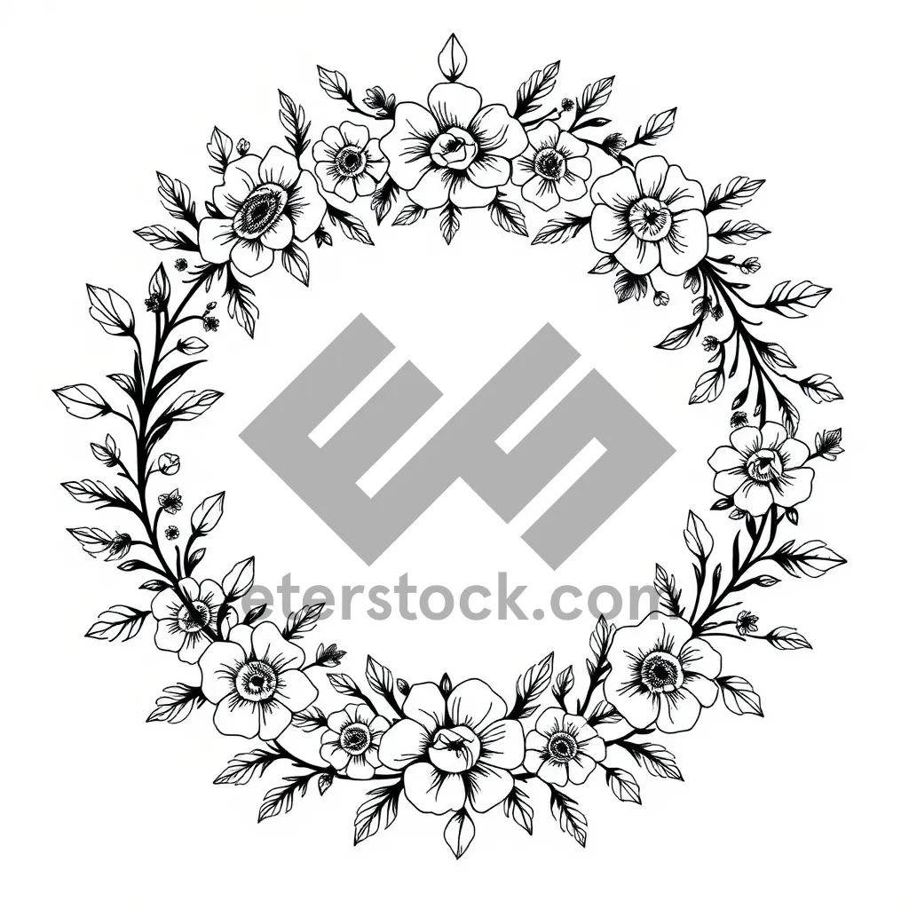 Picture of Vintage Snowflake Ornate Floral Design Border