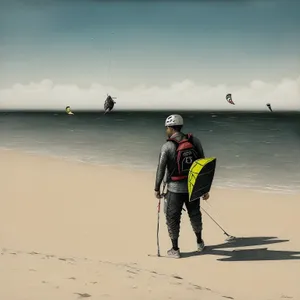 Man skiing in the winter snow