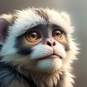 Adorable monkey with a fluffy coat and curious eyes