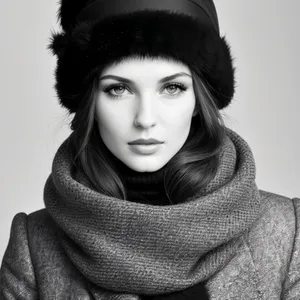 Seductive brunette model with captivating smile and fashionable scarf