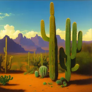 Saguaro sunset: Majestic desert cacti landscape.