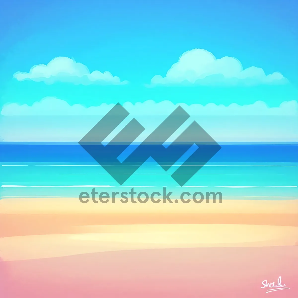 Picture of Sunny Beachscape: Tropical Waves and Clear Skies