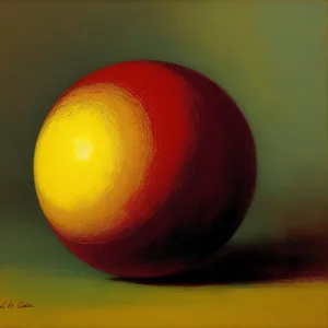 Colorful Croquet Ball and Nectarine on Table