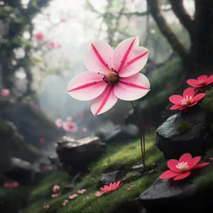 Periwinkle Pink Blossom in Summer Garden