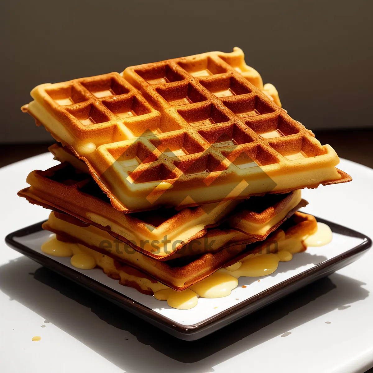 Picture of Delicious Chocolate Waffle on Plate