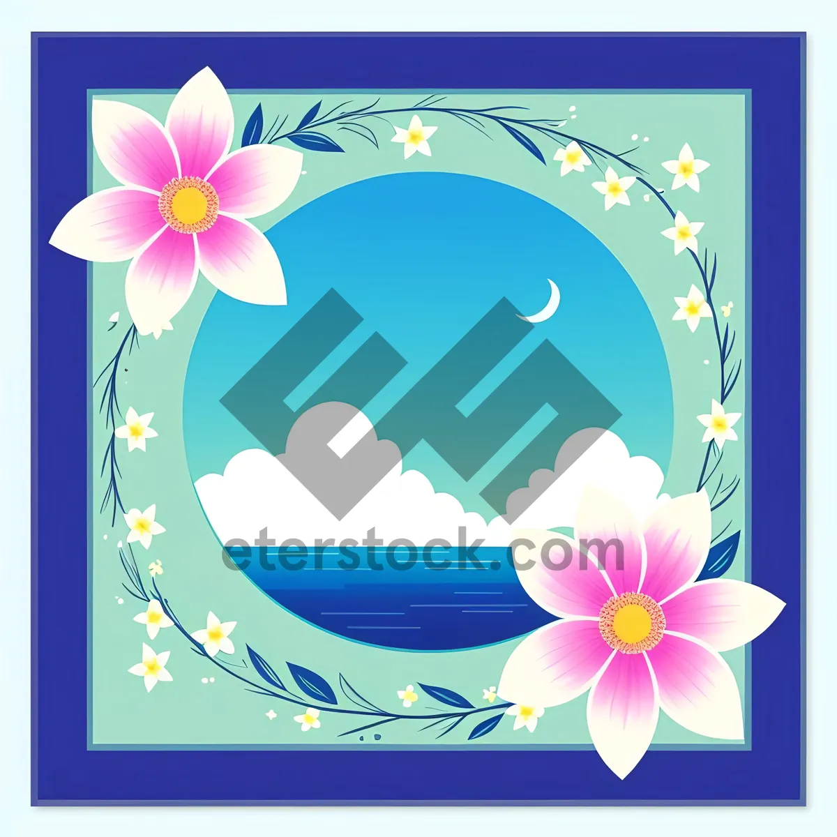 Picture of Summer Blossom Retro Floral Frame