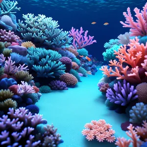 Colorful Coral Reef Teeming with Exotic Marine Life