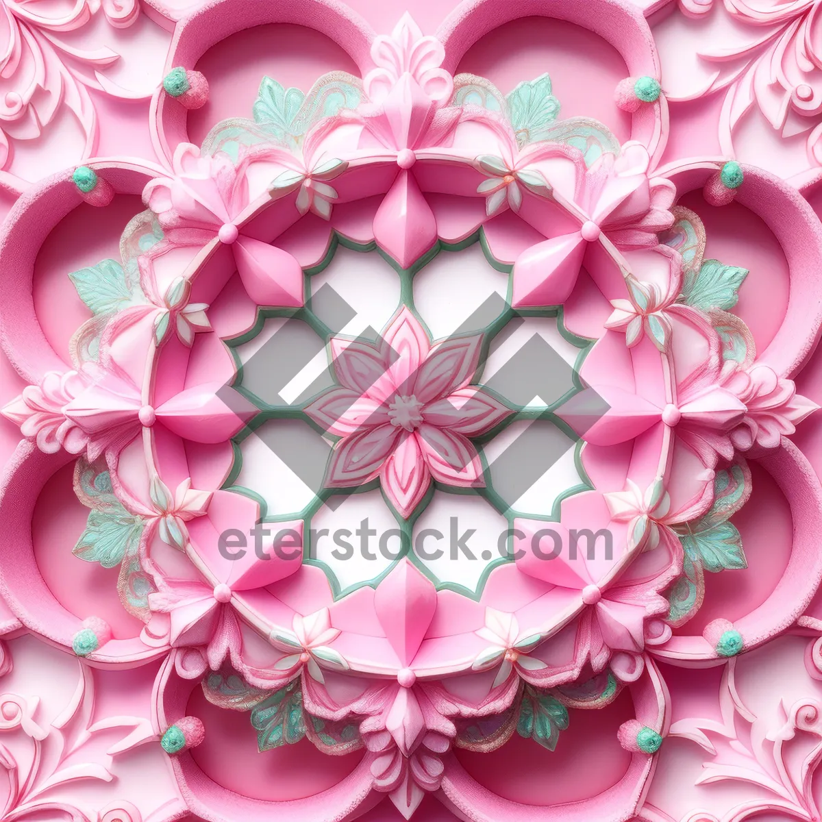 Picture of Floral Retro Seamless Wallpaper Design with Pink Flowers