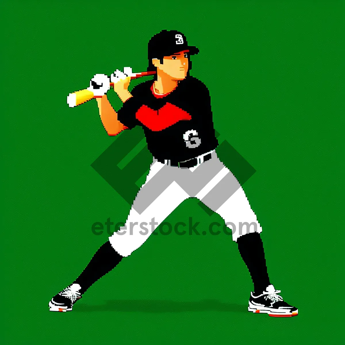 Picture of Male Athlete Playing Baseball in Silhouette