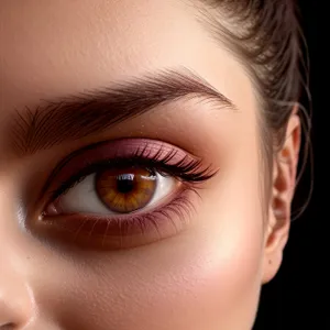 Captivating closeup of attractive model's mesmerizing eyes with perfect eyebrows