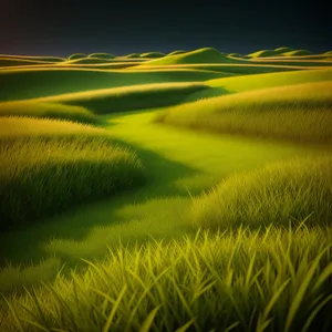 Golden Horizon: Sunlit Wheat Field with Scenic Cloudscape