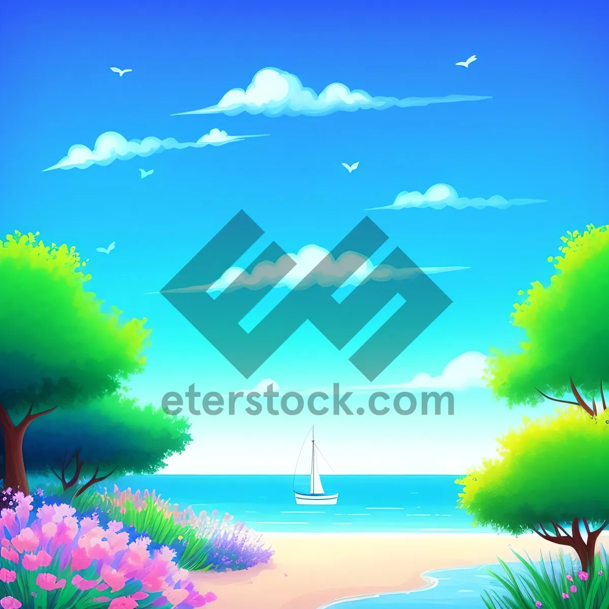 Picture of Vibrant Summer Sky Landscape in Blossom