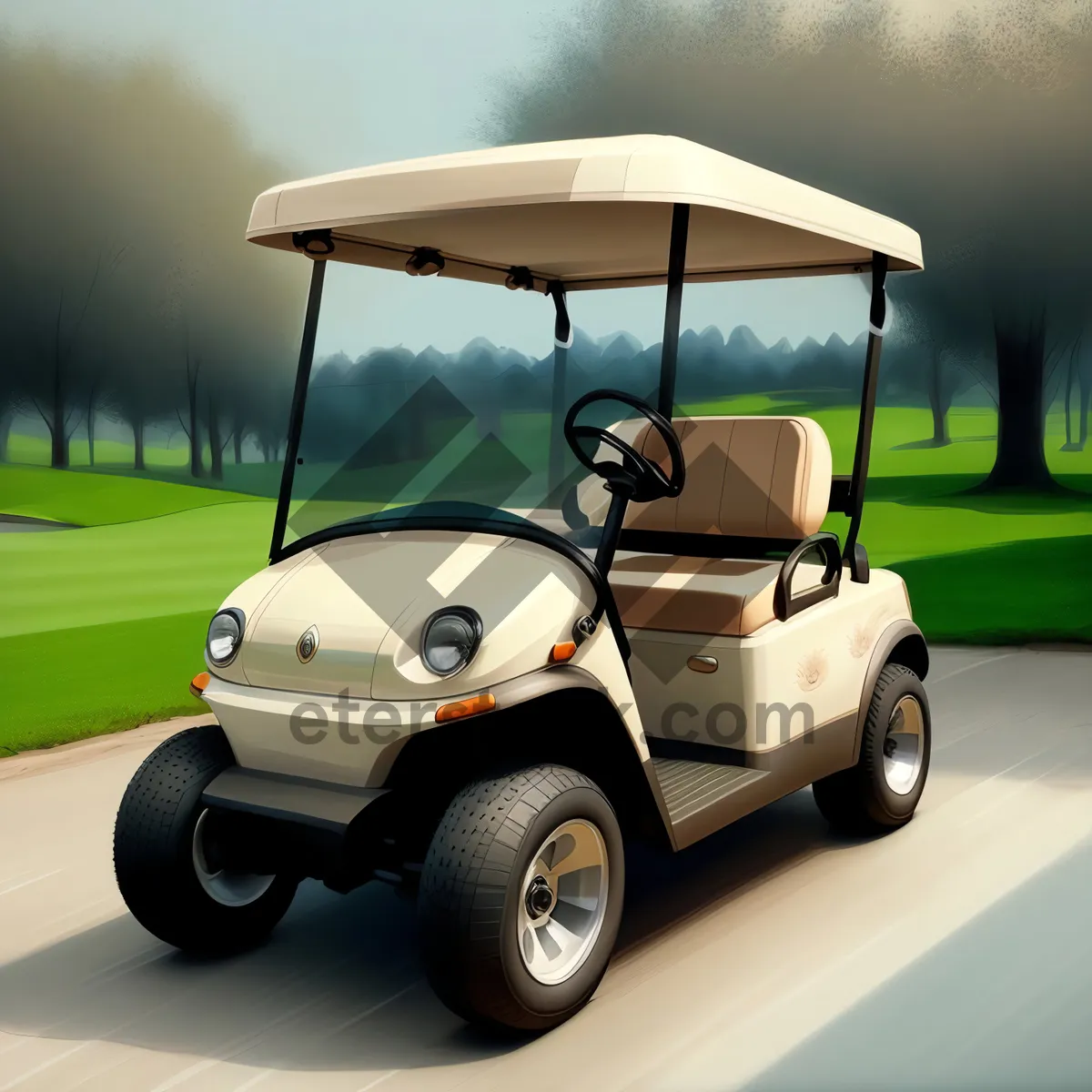 Picture of Golf Cart on Green Course: Driving in Style