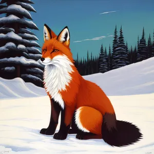 Winter Fox Fun in Snow