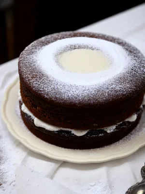 Delicious Chocolate Cake with Cream Topping