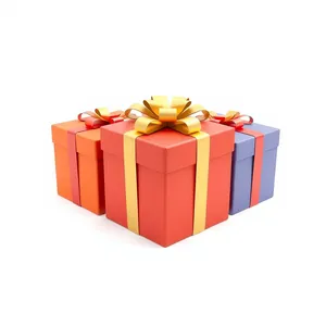 3D birthday gift box with ribbon bow