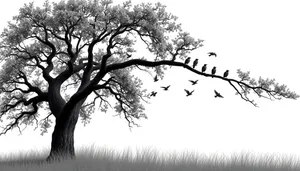 Black Winter Forest Silhouette Tree Branches Landscape Design