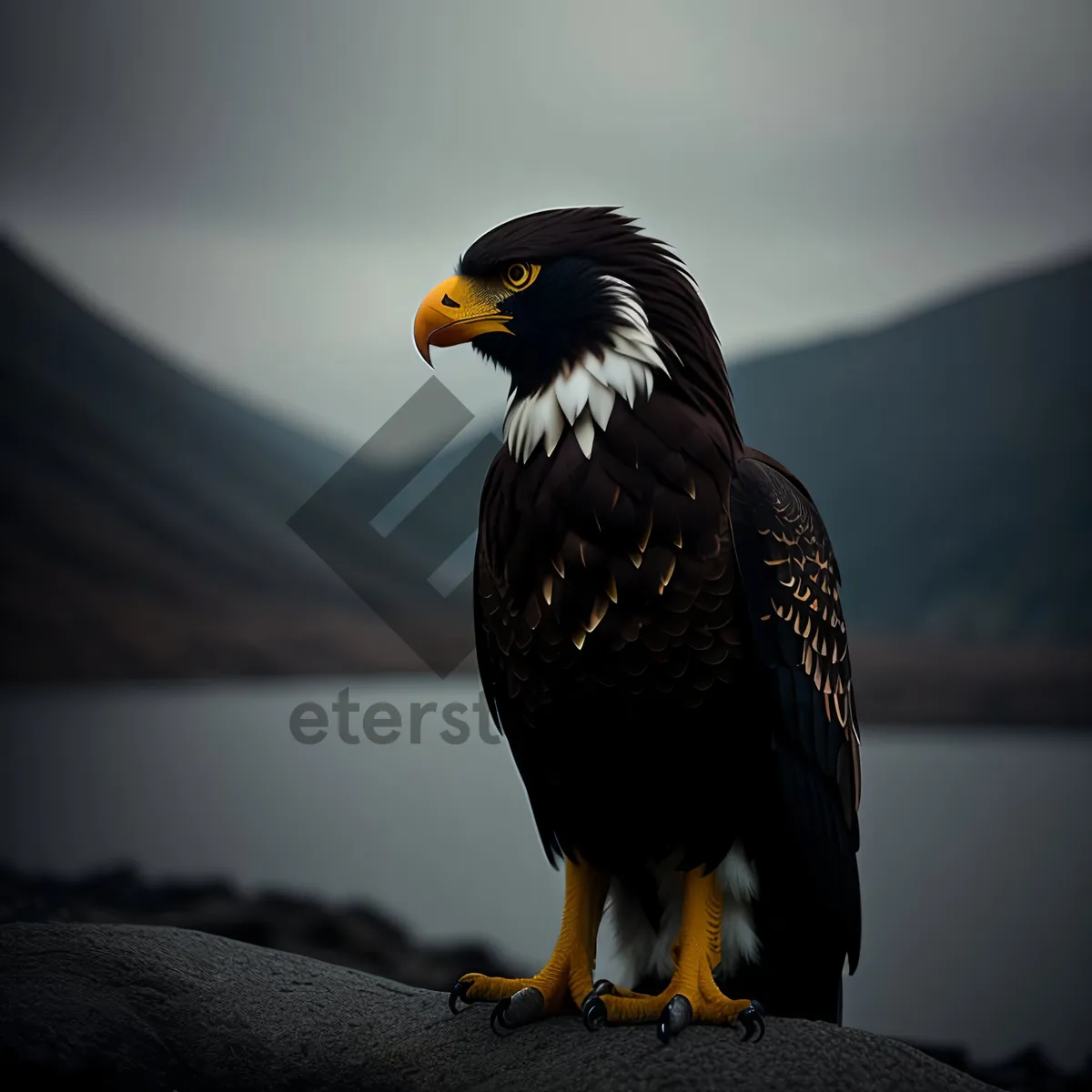 Picture of Bald Eagle with Intense Gaze and Majestic Wings