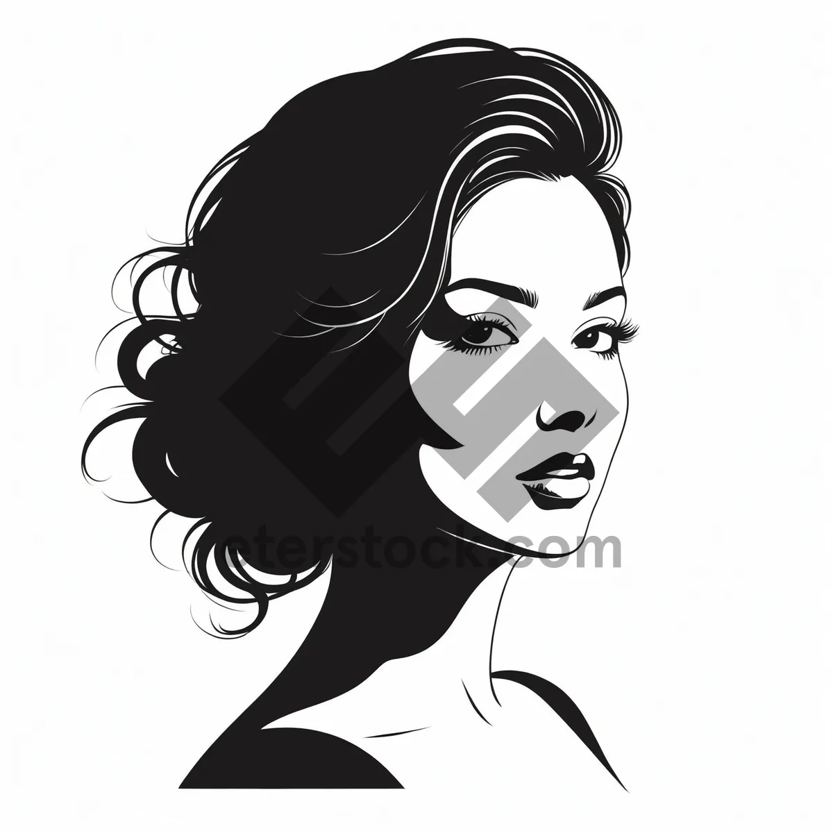 Picture of Black Haircut Art Design Cartoon Housewife Drawing