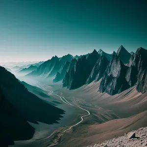 Snow-capped Mountains Standing Tall in Majestic Landscape.