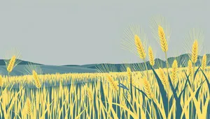 Golden summer wheat field under sunny sky landscape.