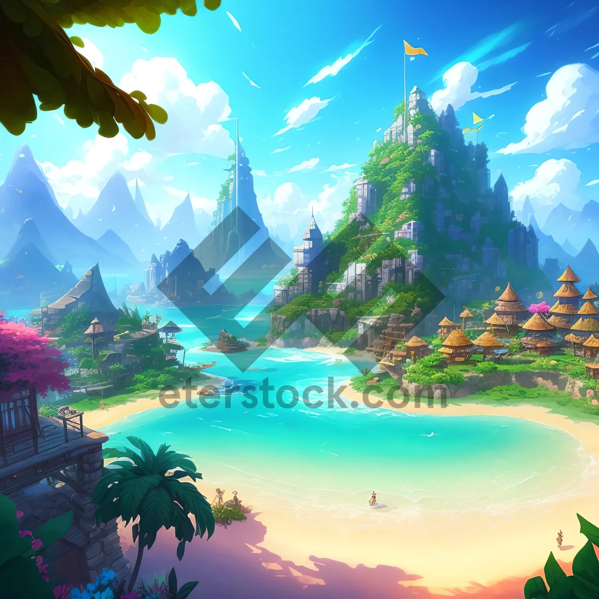 Picture of Serene beach landscape with clear blue skies