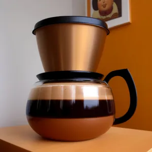 Hot morning beverage in a stylish mug.