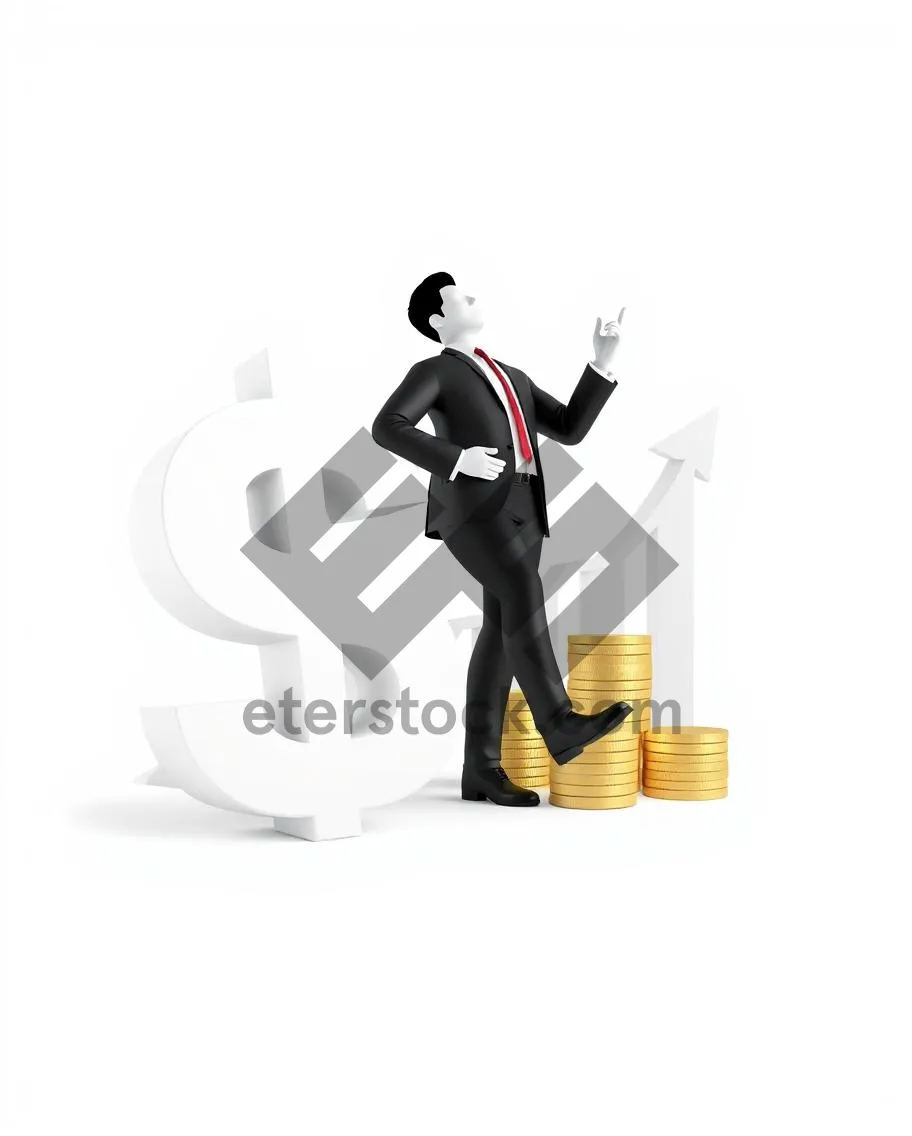 Picture of Businessman cartoon silhouette with briefcase running, sporty man.