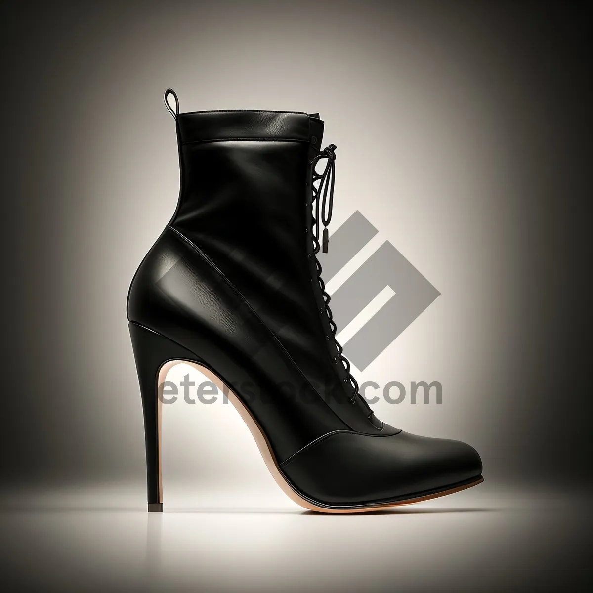 Picture of Stylish Black Leather Lace-Up Boot for Fashionable Footwear