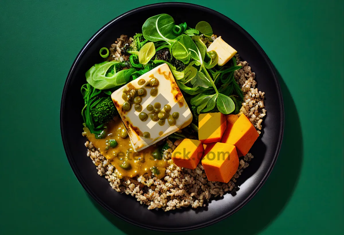 Picture of Delicious vegetable soup bowl with fresh parsley