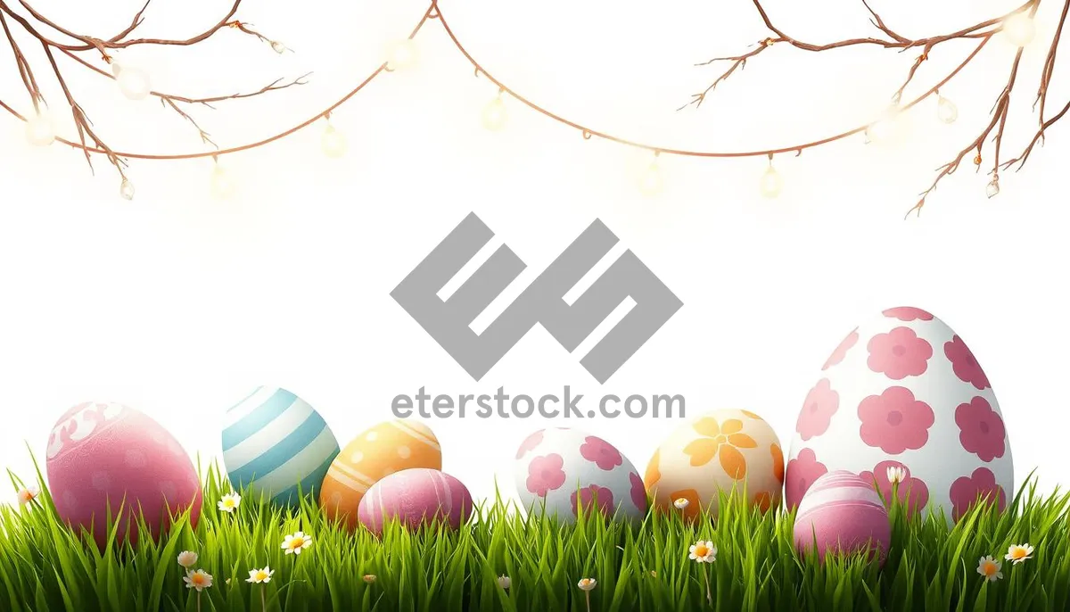 Picture of Bright Easter Holiday Decorations with Bunny and Hen