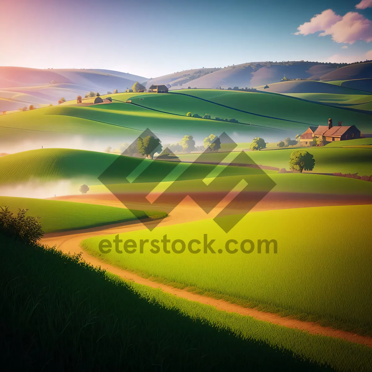 Picture of Serene Golf Course Under Clear Skies