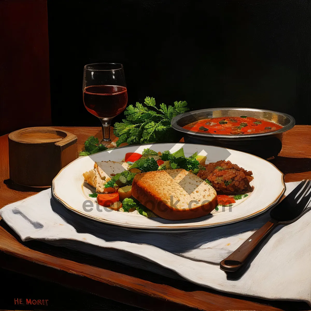 Picture of Delicious Healthy Vegetable Salad on Plate