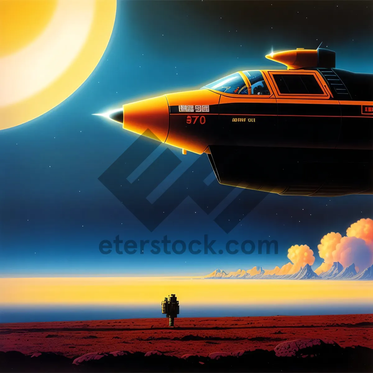 Picture of Sunset Seascape: Speedboat Racing in Tropical Paradise