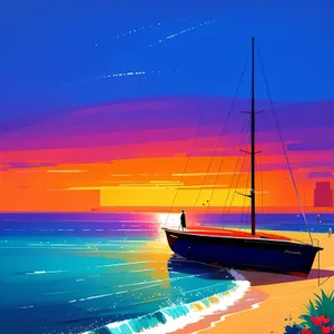 Sailboat on the Horizon at Sunset