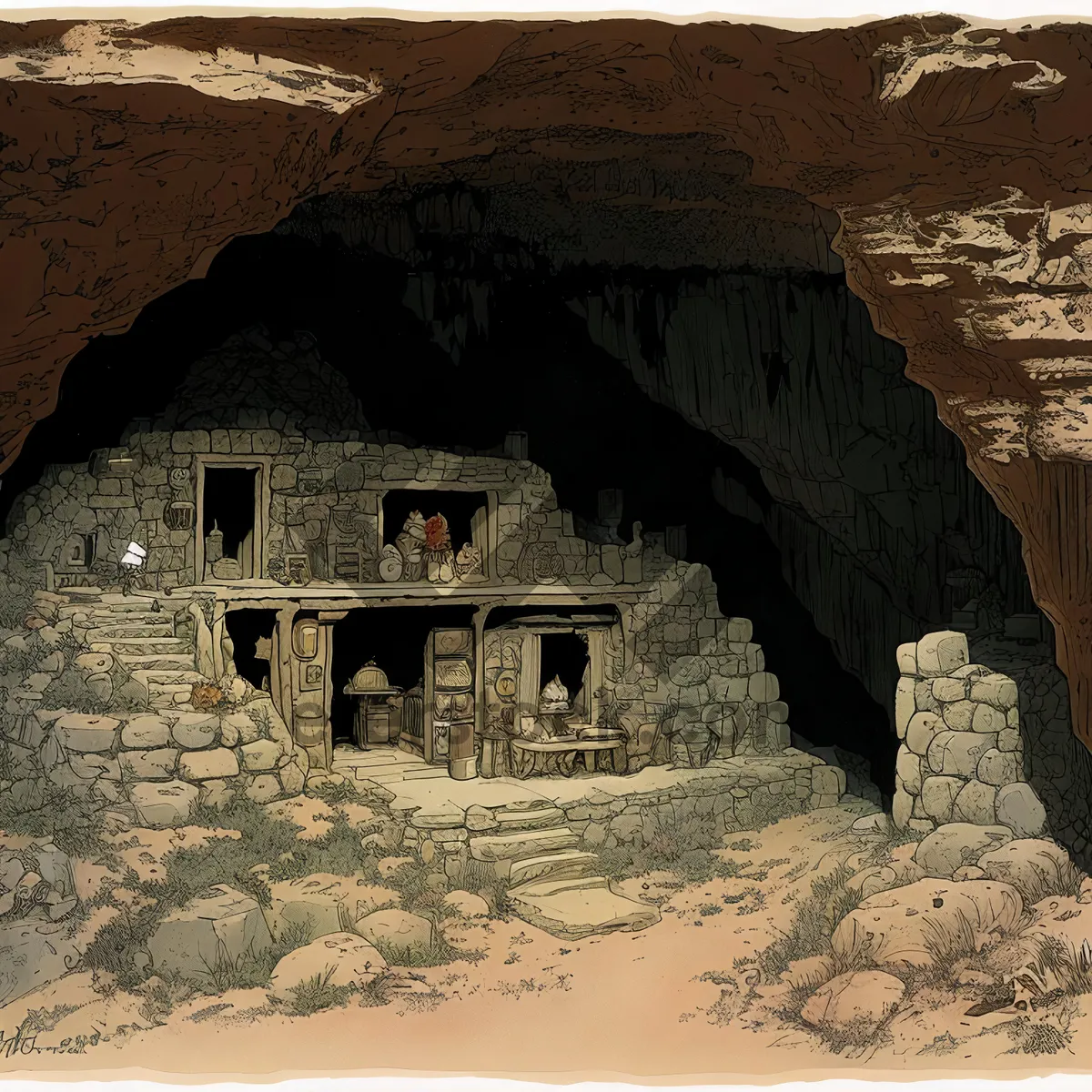 Picture of Ancient Cliff Dwelling - Mountain Stone Housing