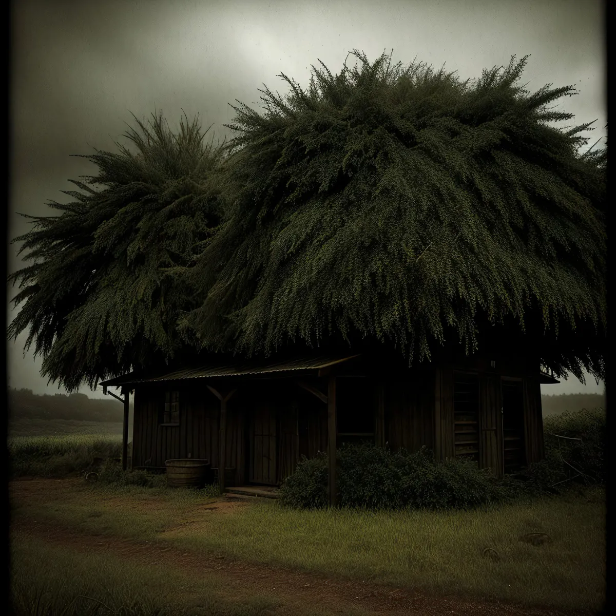 Picture of Tropical Hut: Thatched Roof Retreat amidst Palm Trees