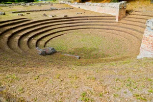 Rural field maze in countryside landscape.