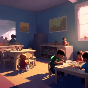 Modern Classroom with Teacher and Students