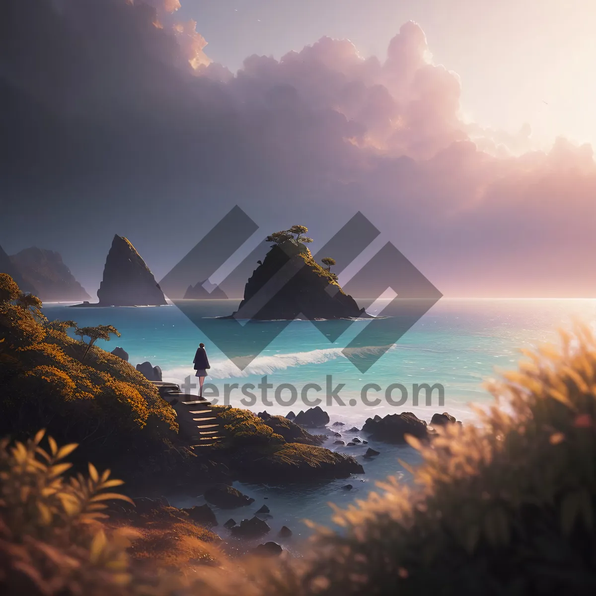 Picture of Serene Sunset over Coastal Beach