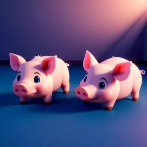 Pink Piggy Bank with Money Savings