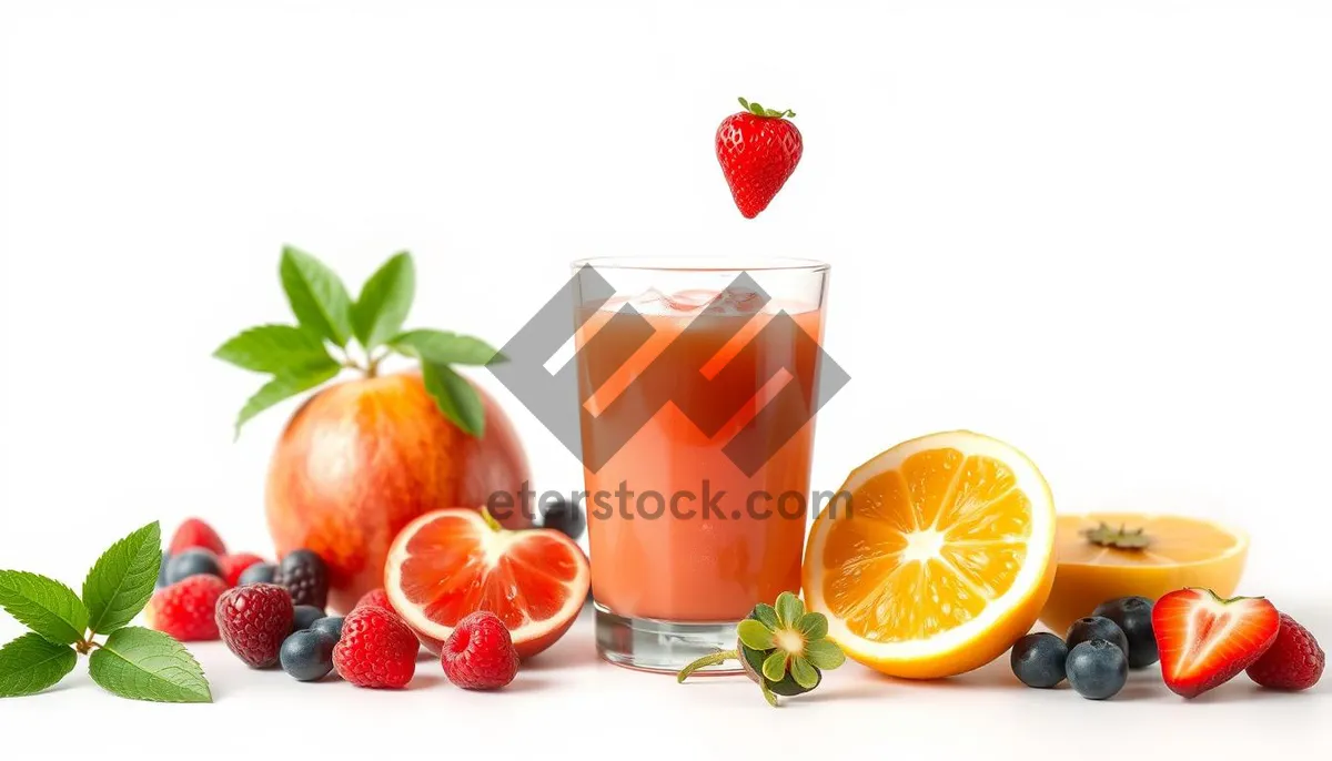Picture of Refreshing orange juice with sliced lemon and ice