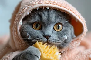 Furry Gray Kitten with Cute Whiskers and Playful Eyes