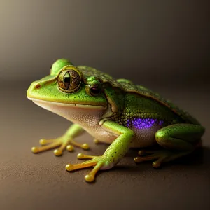 Vibrant Green Tree Frog with Piercing Eye